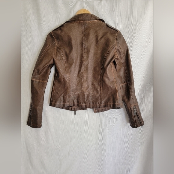 Mavi Chocolate Brown Faux Leather Moto Western Jacket - Picture 11 of 11